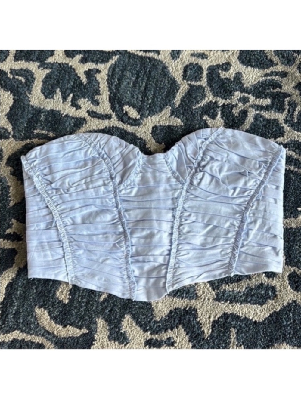 Zara Corset Strapless Top Sz M Crop Blue